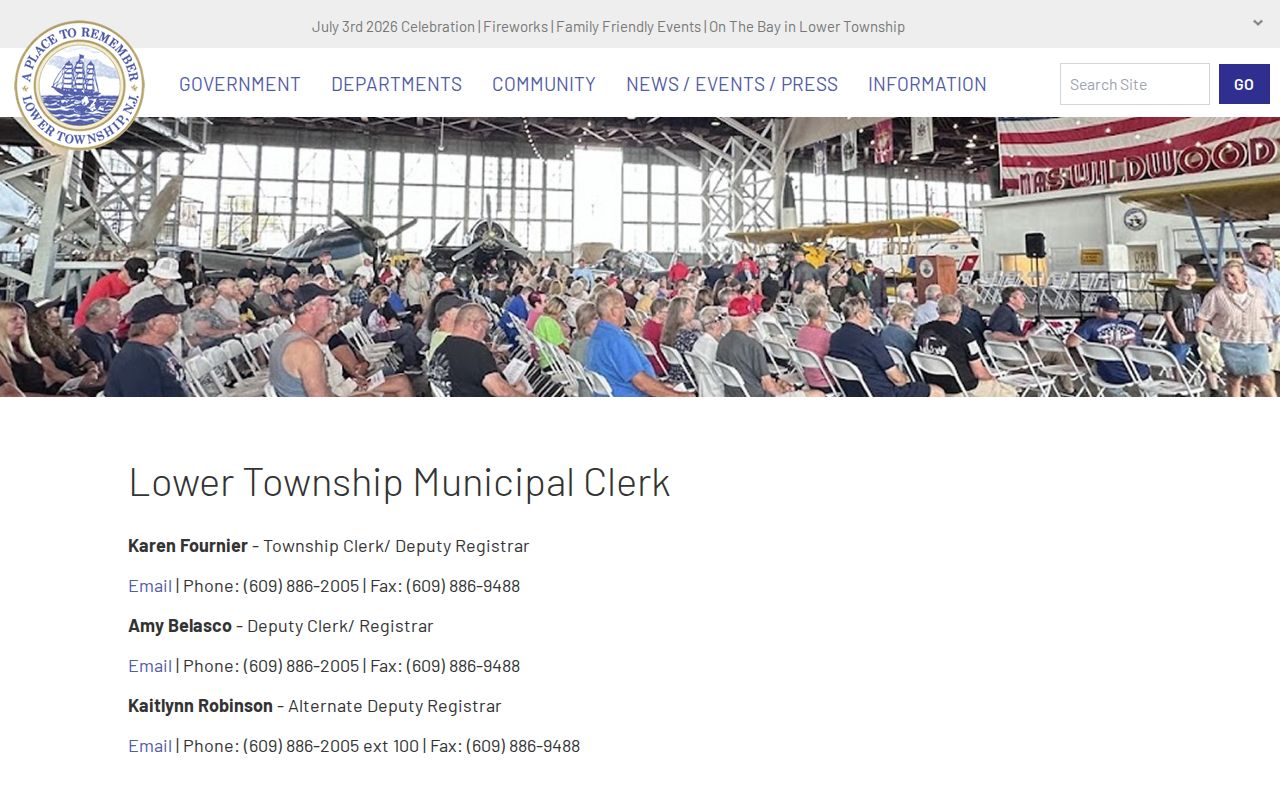 Lower Township Municipal Clerk and registrar information