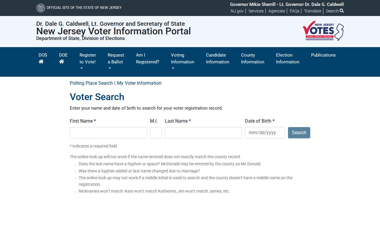 New Jersey voter registration status check