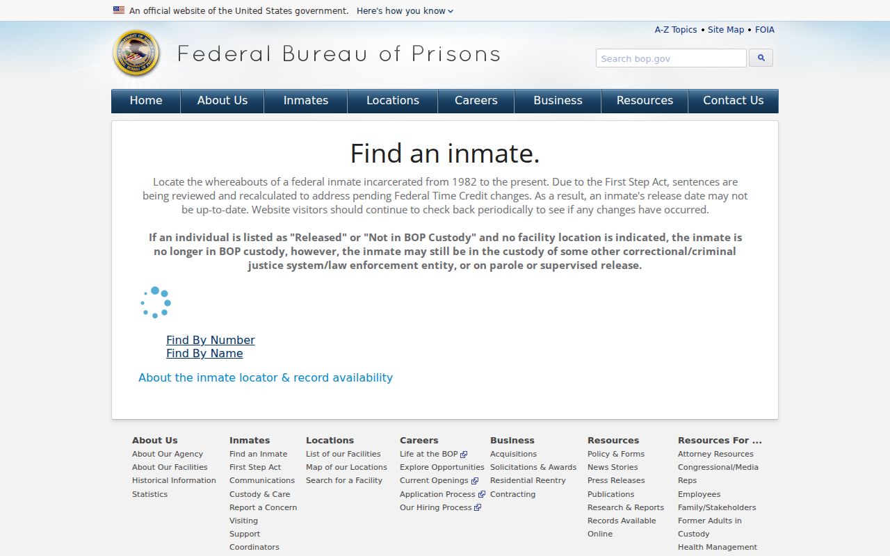 Lower Township resident lookup reference for the Federal Bureau of Prisons locator