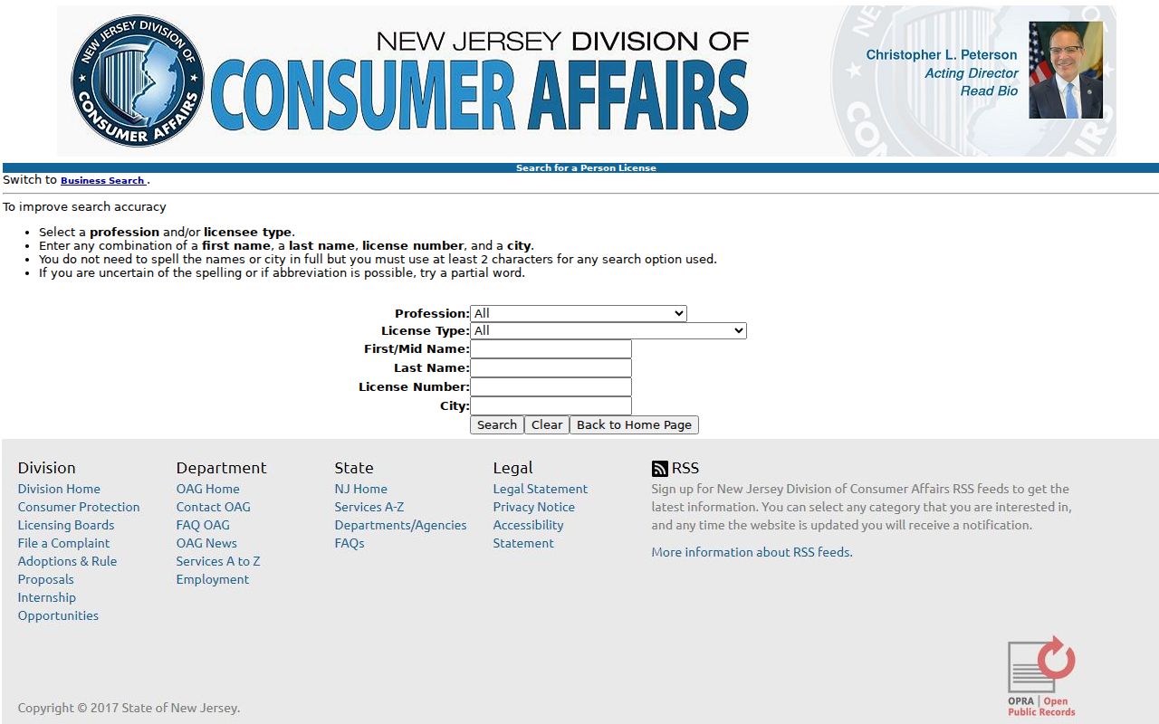 Lower Township resident lookup reference for New Jersey professional-license verification