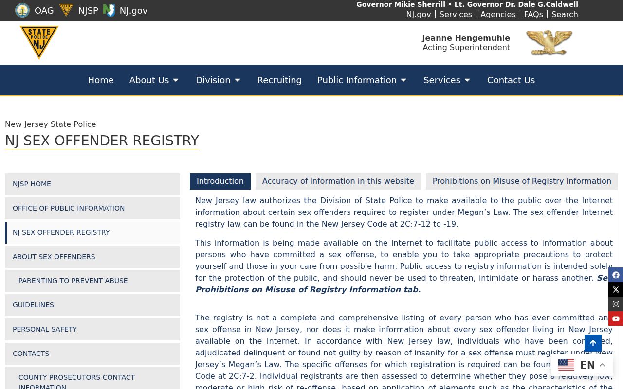 Lower Township resident lookup reference for the New Jersey public-safety registry