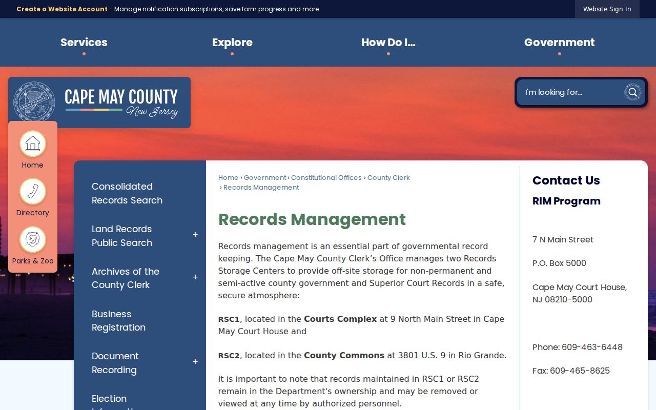 Cape May County records management information