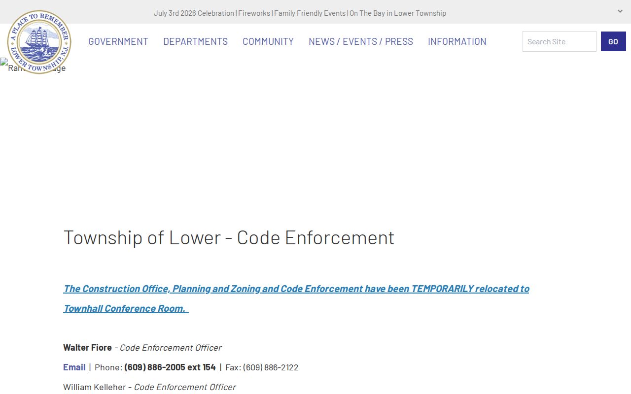 Lower Township code enforcement records information