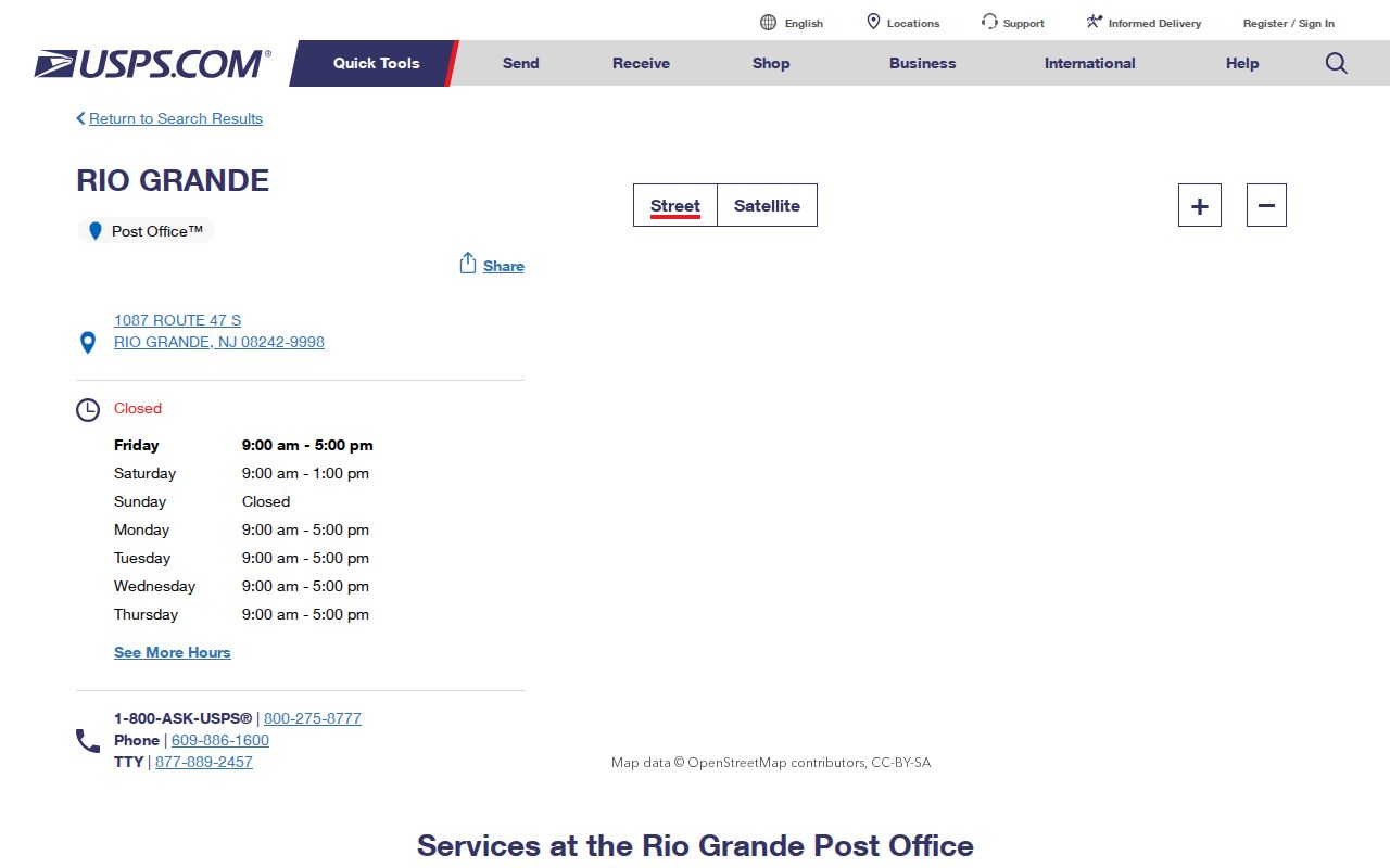 Lower Township ZIP code directory check for USPS Rio Grande and Villas locations
