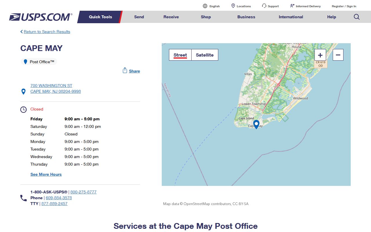 Lower Township ZIP code directory check for USPS Cape May and North Cape May locations